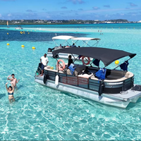 Bateau ponton touristique en aluminium soudé de 9 m (30 pieds) pour 18-20 personnes, moteur hors-bord, pêche, sports nautiques, tourisme, loisirs