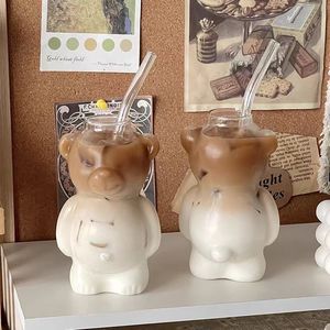 Vasos de Vidrio de Borosilicato Creativos <span class=keywords><strong>con</strong></span> Forma de Oso, Tazas de Café y Vasos de Cóctel, Lindos Vasos de Vidrio <span class=keywords><strong>con</strong></span> Pajitas, Suministro de Fábrica - Product Image 3
