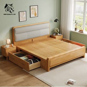 Suministro de fábrica, precio más bajo, personalizable, gran stock, dropshipping, base de cama tamaño queen, nuevo diseño, muebles de dormitorio de madera, cama king de 1.8m - Product Image 5