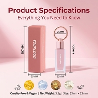 Gloss à lèvres personnalisé hydratant et repulpant avec porte-clés, brillant à lèvres scintillant, huile repulpante teintée, maquillage waterproof à base minérale