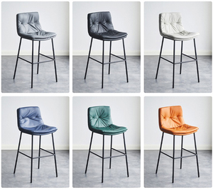 Chaise TUQ personnalisée, moderne, carrée, à pieds hauts, dossier haut, en cuir PU vert durable, robuste, écologique, pour bar et salle à manger - Product Image 2