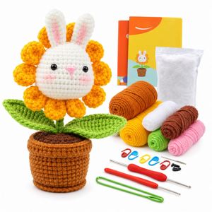 Bouquet de tulipes au crochet de qualité supérieure, fleurs artificielles tricotées à la main, plante en pot, décoration élégante pour le bureau et la maison, fournisseur de cadeaux - Product Image 1
