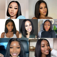 Perruques Bob vietnamiennes lisses et abordables en cheveux humains, perruques Lace Front pour femmes noires, perruque Pixie sans colle avec dentelle HD frontale en cheveux humains