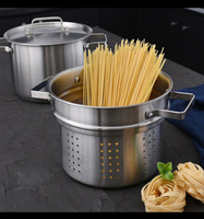 Ustensiles de cuisine polyvalents 22cm à angle droit personnalisés 3 pièces en acier inoxydable pour soupe de légumes Ustensiles de cuisine Passoire à nouilles Pot à pâtes