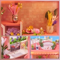 IIECREATE K-1050 Kit de puzzle 3D en bois DIY Fleur de gypsophile Maison miniature et modèle de jouet