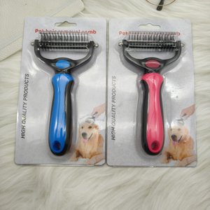 Piccolo ABS PET Toelettatura in plastica pettine in acciaio inox Deshedding spazzola per cani gatti rilassante massaggio di rimozione dei peli scatola imballato - Product Image 3