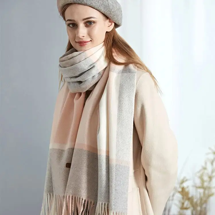 HZW-22025 elegante sciarpa calda per donna sciarpa in finto Cashmere con sciarpe tessute invernali con nappe