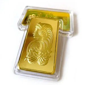 Fast shipping Switzerland metal solid 24k gold plated bullion bar