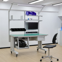 Banc de travail intelligent ESD en acier DETALL pour l'assemblage industriel avec accessoires personnalisés pour les lignes de production modernes