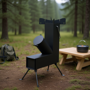 Estufa de metal para exteriores para acampar, de leña, 9.44 pulgadas de diámetro x 17 pulgadas de ancho x 22 pulgadas de alto, diseño manual de una pieza - Product Image 2