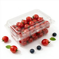Transparante fruit- en groenteverpakking, grote capaciteit, voedselveilig, gerecycled PET, verse supermarkt groothandel, met scharnierend deksel