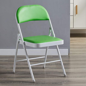 الطعام اجتماع مؤتمر الأسود جلدية كرسي معدني إطار فولاذي بناء نمط طوي كرسي قابل للطي - Product Image 2