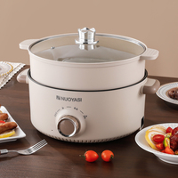 Casserole électrique 3L et poêle électrique multifonctionnelle 24cm, revêtement antiadhésif, multicuiseur électrique, boîte en carton, verre trempé