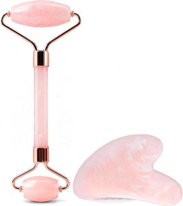 <b>Jade</b> <b>Roller</b> and Gua Sha Combo for Under-eye Puffiness Relief Gift Set Custom Logo Wholesale High Quality Rose Quartz <b>Roller</b> - Product Image 1