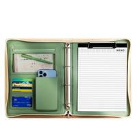Carpeta de Cuero Multifuncional A4 para Organizar Documentos Comerciales, Carpeta Tipo Portafolio con Cierre para Uso en la Oficina