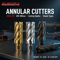 SUBORUI Broca anular de carburo de tungsteno TCT de alta resistencia de 50 mm de profundidad, cortador HSS para taladro magnético, corte de rieles de acero