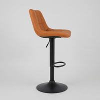 JOHOOFURNITURE Tabouret de bar ergonomique réglable en similicuir PU marron à dossier grillagé, fabriqué en Chine