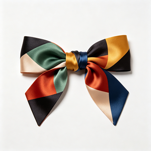 Factory Wholesale Retro Multi Tone Geometric Satin Ribbon Bow Custom Size for Gift Wrapping Artist Gift <b>Box</b> Holiday Ornament - Product Image 5