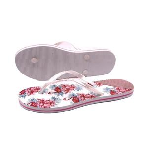 Wholesale Tropical Flamingo <b>Flip</b> <b>Flops</b> <b>Women</b> Pink Floral Beach <b>Sandals</b> Textured Strap Summer Slipper Custom Logo Factory Direct - Product Image 1