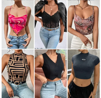 Ropa en Inventario, Blusas Estampadas para Mujer, Corte Ajustado, Camisetas de Poliéster/Algodón, Verano, Precio Bajo, Venta al Por Mayor, Nuevo Stock