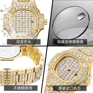 Montre à quartz étanche, best-seller, populaire, à la mode, sertie de diamants, en forme d'étoile, avec calendrier - Product Image 3