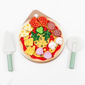 Juego de Pizza de Madera para Jugar, de Madera de Pino y Contrachapado MDF, Juguete de Comida de Imitación para Cocina, Juego de Cortar para Fiestas, Regalo para Niños - Product Image 2