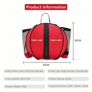 Sac à dos de sport en polyester Oxford, fermeture éclair durable, sac de voyage portable et imperméable pour le basketball et le football - Product Image 2