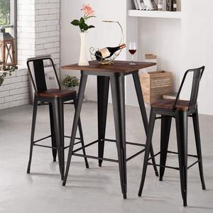Taburete de <span class=keywords><strong>Bistro</strong></span>, Silla de Mesa de Comedor, Patas de Metal, Asiento de Madera, Mesa de Barra de Desayuno - Product Image 3
