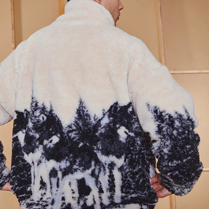 Tùy Chỉnh Chất Lượng Cao Jacquard Phong Cảnh Thiết Kế Người Đàn Ông Mát Mẻ Của Cộng Với Kích Thước Quá Khép Lông Cừu Áo Khoác - Product Image 5