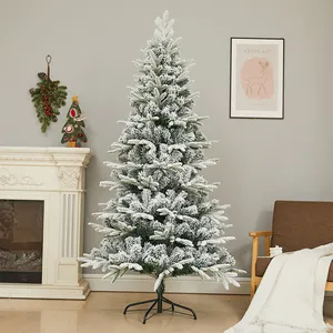 210cm Snow Flocked Christmas Tree,Automatic Open Premium PVC & PE Equipped Folding Metal Stand