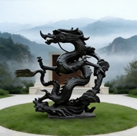 Statue de dragon en bronze 3D antique traditionnelle personnalisée et artisanale pour la décoration extérieure des parcs publics par Bringfine Model BF2603065
