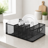 Organisateur de porte-assiettes en papier pour armoire, comptoir, pique-niques, fêtes, panier à ustensiles en maille avec 6 compartiments pour couverts en plastique