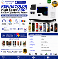 Imprimante UV rotative intelligente à haute vitesse Refinecolor facile à utiliser pour l'impression sur bouteilles en verre cylindriques, bouteilles d'eau, gobelets