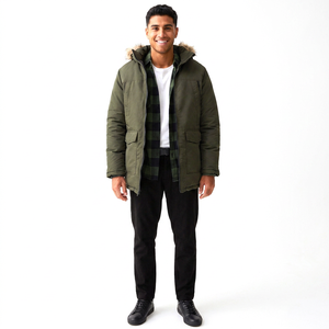 Veste parka en toile imperméable à capuche pour homme, tendance automne 2023, avec col montant et style vintage - Product Image 1