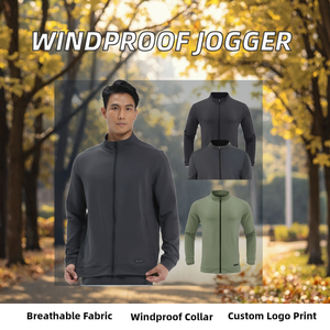 Wholesale Printed Custom Logo Elasticity Breathable Lightweight Windproof Autumn Jogger Stand-Up Collar <b>Windbreaker</b> Jacket - Product Image 2