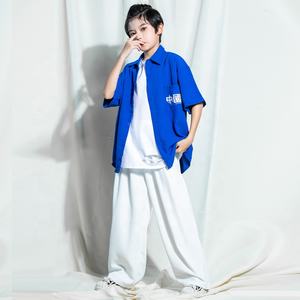 Filles Garçons Adolescent Kpop Tenues Hip Hop Vêtements Bleu Chemise Tops Baggy Pantalon Pour Enfants Jazz Danse <span class=keywords><strong>Costume</strong></span> Scène Street Wear Vêtements - Product Image 6
