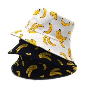 Wholesale custom logo all over printed banana pattern fashion bucket hat