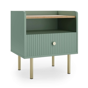 Commode à 6 tiroirs en bois à rainures modernes pour salon, <span class=keywords><strong>buffet</strong></span> de rangement <span class=keywords><strong>blanc</strong></span> avec étagère ouverte - Product Image 6