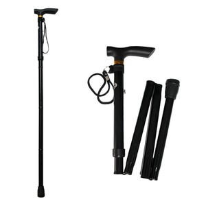 Bâton de marche pliable en alliage d'aluminium, réglable, antidérapant, pour personnes âgées et utilisation en extérieur - Product Image 1