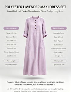 <span class=keywords><strong>Abiti</strong></span> Lunghi in Cotone a Linea A per Donne di <span class=keywords><strong>50</strong></span> Anni, Maniche Tre Quarti, Taglie Forti fino a 5XL, Stile Africano ed Europeo per l'Autunno - Product Image 2