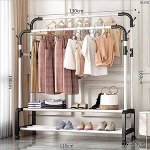 Perchero de Metal Resistente de Diseño Simple con Altura Ajustable para Dormitorio, Balcón y Cocina - Product Image 1