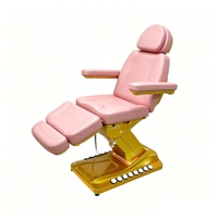 Lit de massage chauffant de luxe pour salon de beauté, extra large, base en acier inoxydable doré, lit de beauté électrique pour spa, table de massage