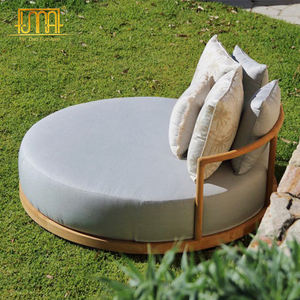 उद्यान फर्नीचर होटल बड़ा आउटडोर लकड़ी के गोल डबल सूरज बिस्तर - Product Image 1