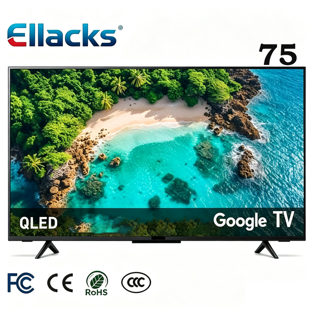 Hot Sale Large Size Frameless 75 Inch Smart TV Android 4K UHD QLED LED Google TV HDR Hotel TV Gaming Streaming