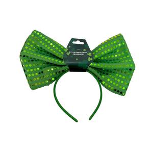 Diademas para el Día <span class=keywords><strong>de</strong></span> San <span class=keywords><strong>Patricio</strong></span>, Diadema con Lazo Grande Dorado y Verde, Diseño <span class=keywords><strong>de</strong></span> Trébol <span class=keywords><strong>de</strong></span> la Suerte, Diademas con Brillo, Adorno para el Cabello con Trébol Irlandés - Product Image 3