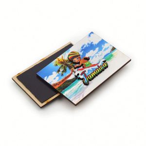 High Quality Print Epoxy Foil Mdf Making Jamaica Picture Custom 3D Resin Wooden <b>Fridge</b> Magnet - Product Image 4
