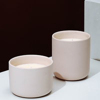 Mescente vente en gros de pots de bougie ambre uniques en céramique noire mate vides de luxe avec couvercles en bois