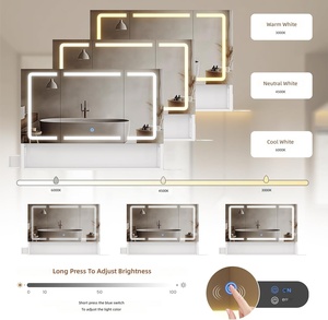 Gabinete con Espejo LED y 3 Puertas, con Tomacorriente, Mueble de Baño para Montar en la Pared, con Puerto USB C y Sensor Táctil, Venta al Por Mayor - Product Image 3