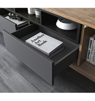 CBMmart Table basse, meubles TV et armoires de salon en mélamine à motif bois et contreplaqué noir, design personnalisé