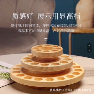 Solid Wood <b>Rotating</b> Essential Oil Rack 360 Degree Desktop Storage <b>Display</b> <b>Stand</b> Natural Color Three Tier - Product Image 3